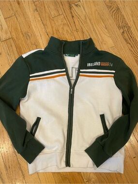 Vintage Ireland Soccer Performance Zip Jacket in Forest Green & White